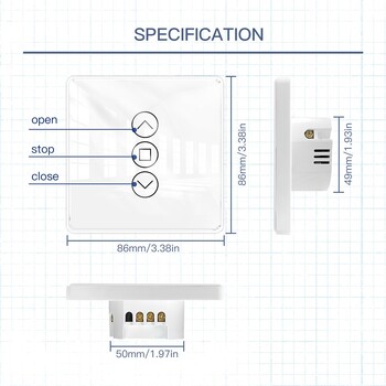 Moes Tuya WiFi RF433 2.5D Arc Превключвател за завеси Стъклен сензорен панел за ролетни щори Превключвател за щори Smart APP Безжично дистанционно Alexa