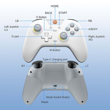Безжичен геймпад EasySMX X05 Bluetooth контролер за игри, съвместим с компютър/телефон/превключвател/ Steam геймър, RGB светлина, ефект на Хол