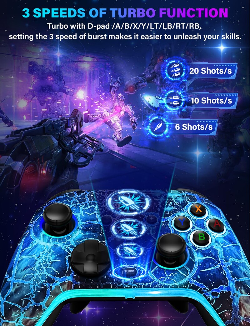 „NE Wireless Pro Switch Controller“ žaidimų žaidimų pultelis su RGB/Wake Up/Turbo/Joystick, skirtas Nintendo Switch/Lite/OLED/PC/iOS/Android
