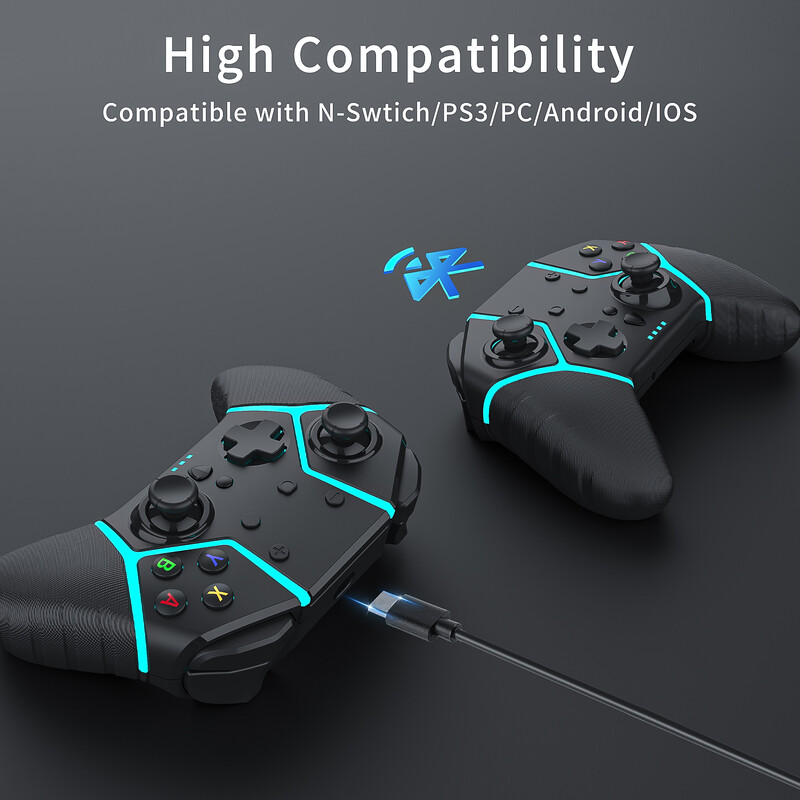 Controler de joc fără fir pentru Nintendo Switch/Lite/OLED, control de jocuri cu fir pentru PC PS3, cu Turbo/Vibrație/Gyro cu 6 axe