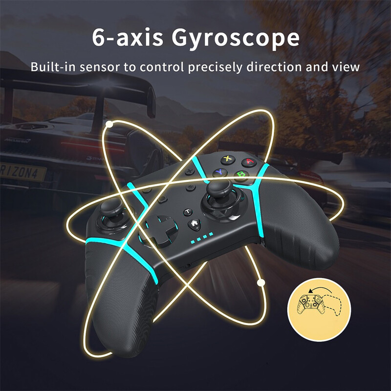 Controler de joc fără fir pentru Nintendo Switch/Lite/OLED, control de jocuri cu fir pentru PC PS3, cu Turbo/Vibrație/Gyro cu 6 axe