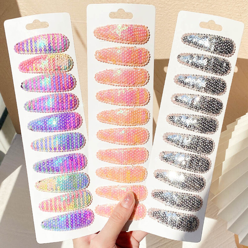 10 buc/set agrafe de păr din metal cu paiete decolorate coreene pentru copii, fete, agrafe de păr lucrate manual, agrafe BB, accesorii pentru păr