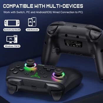 Безжичен Bluetooth RGB контролер Dinofire за Nintendo Switch/Switch OLED/Switch Lite/PC/мобилен геймпад Многофункционален джойстик