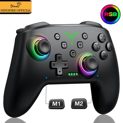 Controler wireless Bluetooth RGB Dinofire pentru Nintendo Switch/Switch OLED/Switch Lite/PC/Mobil Gamepad Joystick multifuncțional