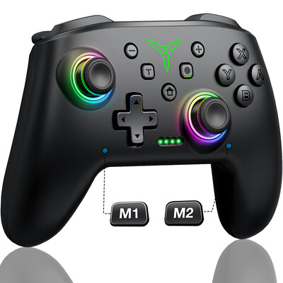 Controler wireless Bluetooth RGB Dinofire pentru Nintendo Switch/Switch OLED/Switch Lite/PC/Mobil Gamepad Joystick multifuncțional