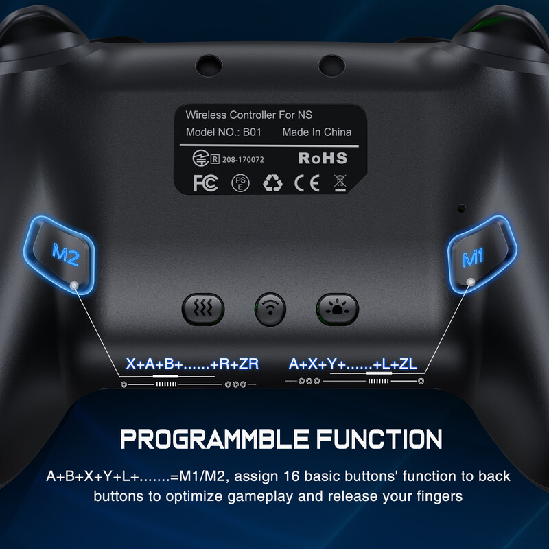 Controler wireless Bluetooth RGB Dinofire pentru Nintendo Switch/Switch OLED/Switch Lite/PC/Mobil Gamepad Joystick multifuncțional
