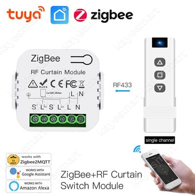 Tuya ZigBee Smart RF433 aizkaru slēdža modulis motorizētām rullo žalūzijām Motor 2MQTT Smart Life APP Alexa Google Home