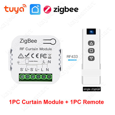 Tuya ZigBee Smart RF433 užuolaidų jungiklio modulis, skirtas motorizuotoms roletų varikliui 2MQTT Smart Life APP Alexa Google Home