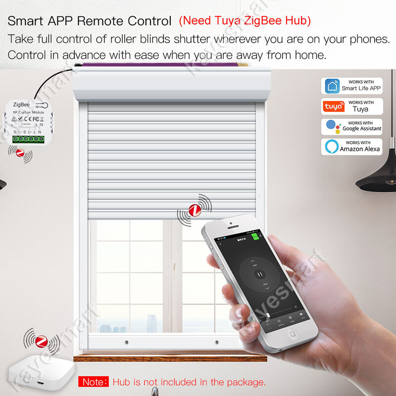 Tuya ZigBee Smart RF433 užuolaidų jungiklio modulis, skirtas motorizuotoms roletų varikliui 2MQTT Smart Life APP Alexa Google Home
