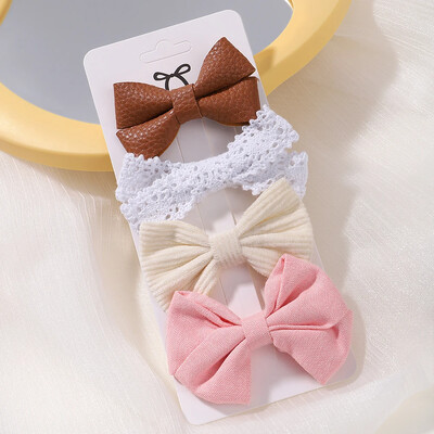 4 db Édes csipke nyomott masnis hajkapcsok hajcsajoknak Kézzel készített hajtűk Boutique Barrettes fejfedők baba haj kiegészítők
