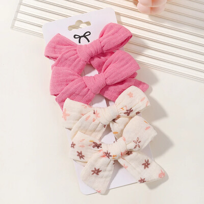 4 db Édes csipke nyomott masnis hajkapcsok hajcsajoknak Kézzel készített hajtűk Boutique Barrettes fejfedők baba haj kiegészítők