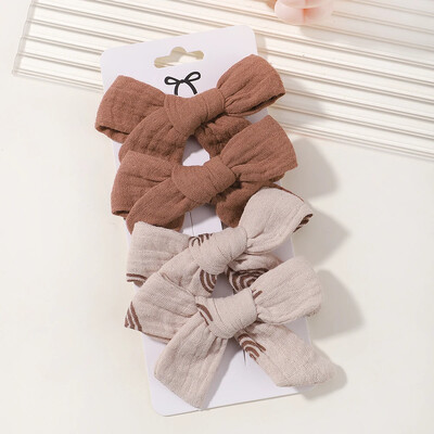 4 db Édes csipke nyomott masnis hajkapcsok hajcsajoknak Kézzel készített hajtűk Boutique Barrettes fejfedők baba haj kiegészítők