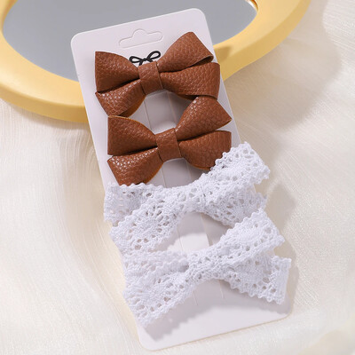 4 db Édes csipke nyomott masnis hajkapcsok hajcsajoknak Kézzel készített hajtűk Boutique Barrettes fejfedők baba haj kiegészítők