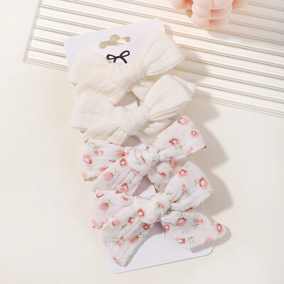 4 db Édes csipke nyomott masnis hajkapcsok hajcsajoknak Kézzel készített hajtűk Boutique Barrettes fejfedők baba haj kiegészítők