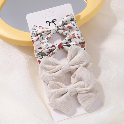 4 db Édes csipke nyomott masnis hajkapcsok hajcsajoknak Kézzel készített hajtűk Boutique Barrettes fejfedők baba haj kiegészítők