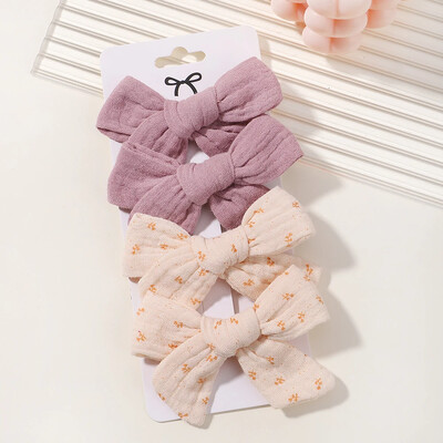 4 db Édes csipke nyomott masnis hajkapcsok hajcsajoknak Kézzel készített hajtűk Boutique Barrettes fejfedők baba haj kiegészítők