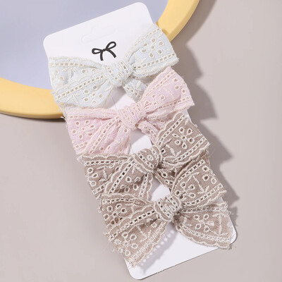 4 db Édes csipke nyomott masnis hajkapcsok hajcsajoknak Kézzel készített hajtűk Boutique Barrettes fejfedők baba haj kiegészítők
