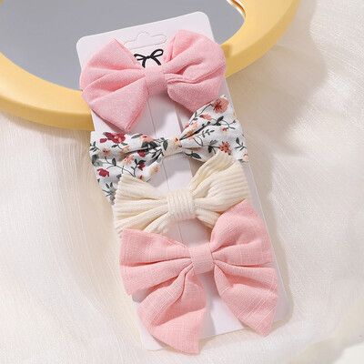 4 db Édes csipke nyomott masnis hajkapcsok hajcsajoknak Kézzel készített hajtűk Boutique Barrettes fejfedők baba haj kiegészítők