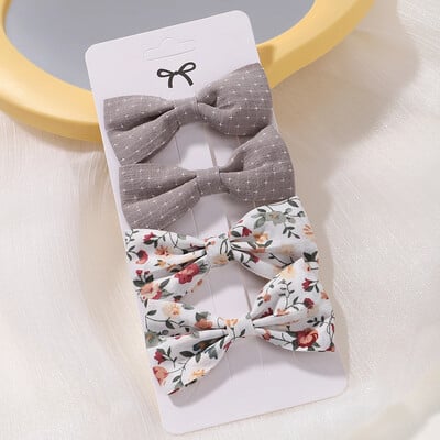 4 db Édes csipke nyomott masnis hajkapcsok hajcsajoknak Kézzel készített hajtűk Boutique Barrettes fejfedők baba haj kiegészítők