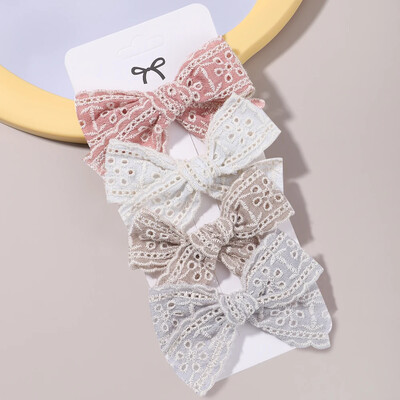 4 db Édes csipke nyomott masnis hajkapcsok hajcsajoknak Kézzel készített hajtűk Boutique Barrettes fejfedők baba haj kiegészítők