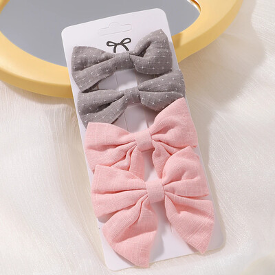 4 db Édes csipke nyomott masnis hajkapcsok hajcsajoknak Kézzel készített hajtűk Boutique Barrettes fejfedők baba haj kiegészítők