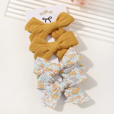 4 db Édes csipke nyomott masnis hajkapcsok hajcsajoknak Kézzel készített hajtűk Boutique Barrettes fejfedők baba haj kiegészítők