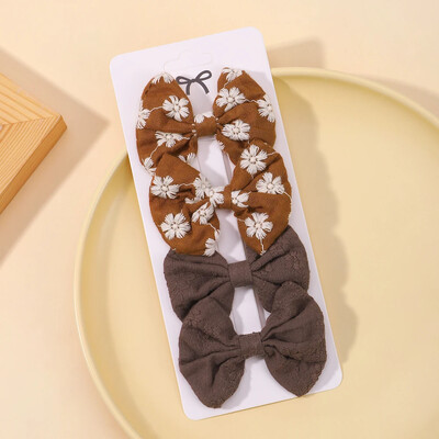 4 db Édes csipke nyomott masnis hajkapcsok hajcsajoknak Kézzel készített hajtűk Boutique Barrettes fejfedők baba haj kiegészítők