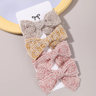 4 db Édes csipke nyomott masnis hajkapcsok hajcsajoknak Kézzel készített hajtűk Boutique Barrettes fejfedők baba haj kiegészítők
