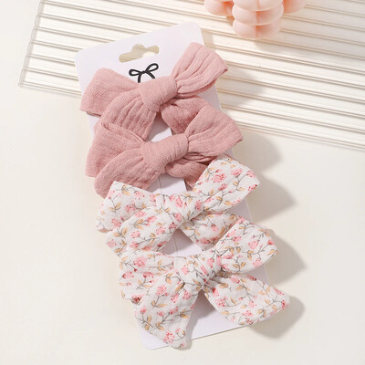 4 db Édes csipke nyomott masnis hajkapcsok hajcsajoknak Kézzel készített hajtűk Boutique Barrettes fejfedők baba haj kiegészítők