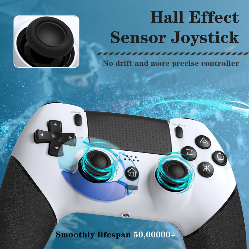 Gaming Controller Makró Bluetooth-kompatibilis konzolvezérlő Dual Vibration Hall Effect Joystick PS4/PS4 Pro/PS4 Slim/PC számára