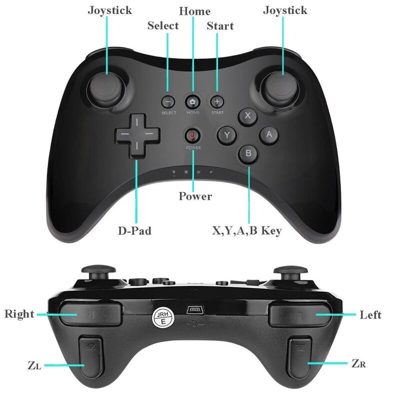 Controler wireless Classic Pro Joystick Gamepad pentru Nintend wii U Pro cu cablu USB Controler wireless