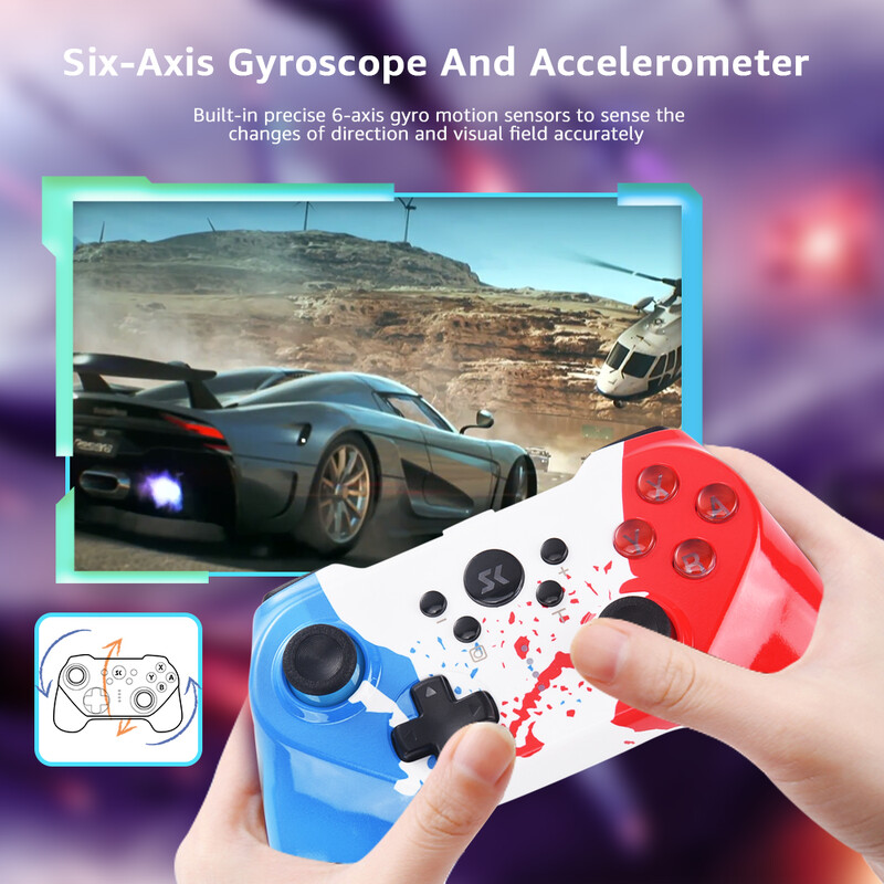 Wireless Switch Pro vezérlő Nintendo switch/Lite/OLED és PC Windows rendszerhez, Gamepad Double Shock Six-Awis Gyro érzékelővel