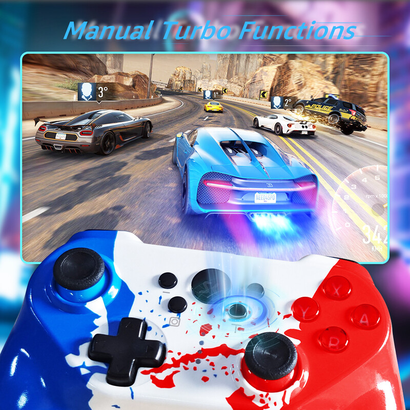 Wireless Switch Pro vezérlő Nintendo switch/Lite/OLED és PC Windows rendszerhez, Gamepad Double Shock Six-Awis Gyro érzékelővel