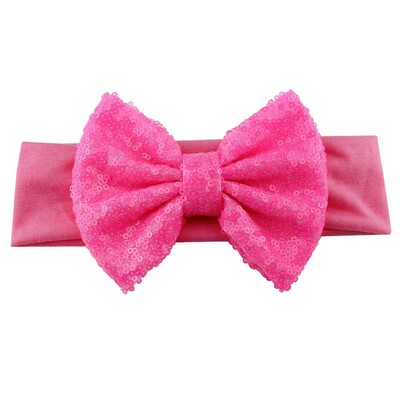 Trendy 5" veľké flitrové mašle do vlasov bavlnená čelenka veľkoobchod pevné elastické DIY dievčenské vlasové doplnky pokrývky hlavy párty detské čelenky