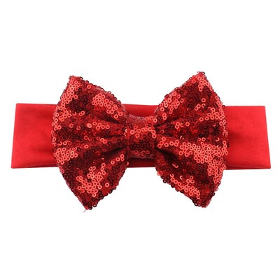 Trendy 5" veľké flitrové mašle do vlasov bavlnená čelenka veľkoobchod pevné elastické DIY dievčenské vlasové doplnky pokrývky hlavy párty detské čelenky