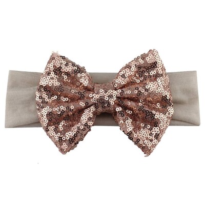 Trendy 5" veľké flitrové mašle do vlasov bavlnená čelenka veľkoobchod pevné elastické DIY dievčenské vlasové doplnky pokrývky hlavy párty detské čelenky