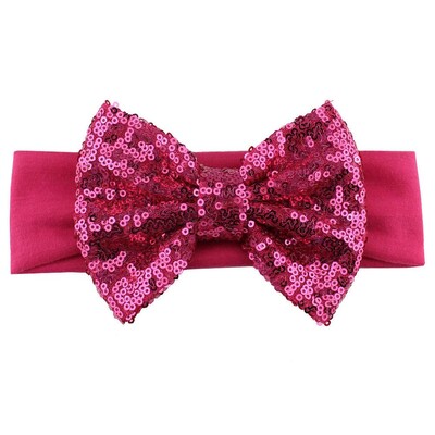 Trendy 5" veľké flitrové mašle do vlasov bavlnená čelenka veľkoobchod pevné elastické DIY dievčenské vlasové doplnky pokrývky hlavy párty detské čelenky