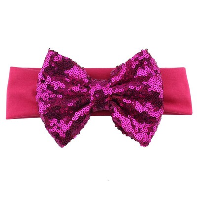 Trendy 5" veľké flitrové mašle do vlasov bavlnená čelenka veľkoobchod pevné elastické DIY dievčenské vlasové doplnky pokrývky hlavy párty detské čelenky