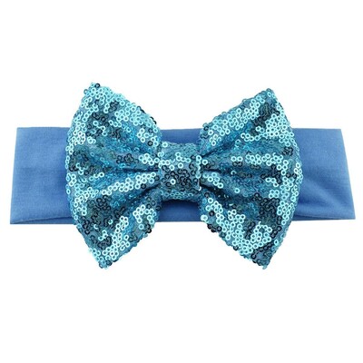 Trendy 5" veľké flitrové mašle do vlasov bavlnená čelenka veľkoobchod pevné elastické DIY dievčenské vlasové doplnky pokrývky hlavy párty detské čelenky