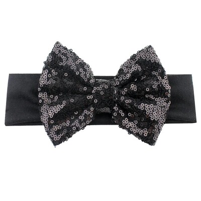 Trendy 5" veľké flitrové mašle do vlasov bavlnená čelenka veľkoobchod pevné elastické DIY dievčenské vlasové doplnky pokrývky hlavy párty detské čelenky