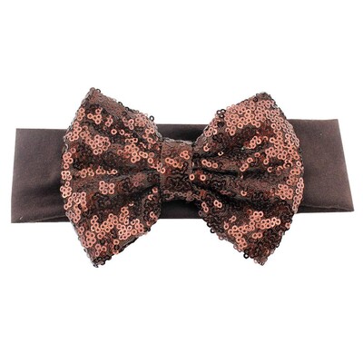 Trendy 5" veľké flitrové mašle do vlasov bavlnená čelenka veľkoobchod pevné elastické DIY dievčenské vlasové doplnky pokrývky hlavy párty detské čelenky