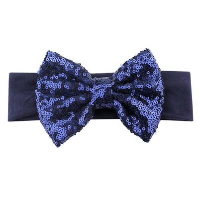 Trendy 5" veľké flitrové mašle do vlasov bavlnená čelenka veľkoobchod pevné elastické DIY dievčenské vlasové doplnky pokrývky hlavy párty detské čelenky