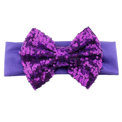 Trendy 5" veľké flitrové mašle do vlasov bavlnená čelenka veľkoobchod pevné elastické DIY dievčenské vlasové doplnky pokrývky hlavy párty detské čelenky