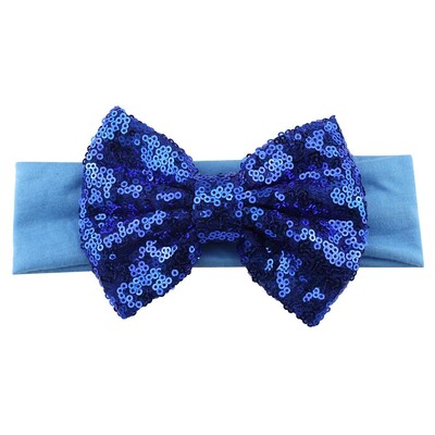 Trendy 5" veľké flitrové mašle do vlasov bavlnená čelenka veľkoobchod pevné elastické DIY dievčenské vlasové doplnky pokrývky hlavy párty detské čelenky