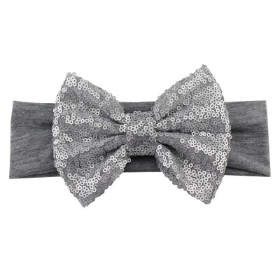 Trendy 5" veľké flitrové mašle do vlasov bavlnená čelenka veľkoobchod pevné elastické DIY dievčenské vlasové doplnky pokrývky hlavy párty detské čelenky