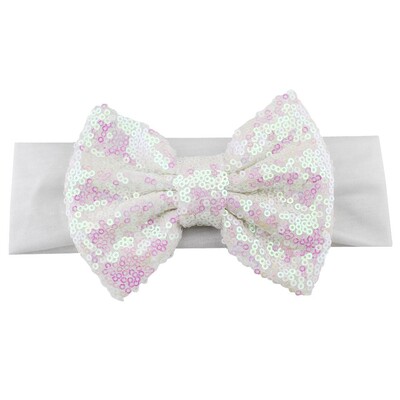 Trendy 5" veľké flitrové mašle do vlasov bavlnená čelenka veľkoobchod pevné elastické DIY dievčenské vlasové doplnky pokrývky hlavy párty detské čelenky
