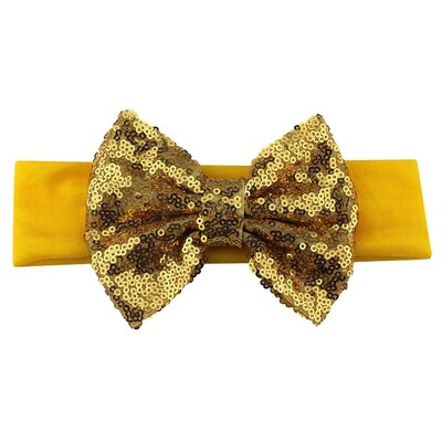 Trendy 5" veľké flitrové mašle do vlasov bavlnená čelenka veľkoobchod pevné elastické DIY dievčenské vlasové doplnky pokrývky hlavy párty detské čelenky