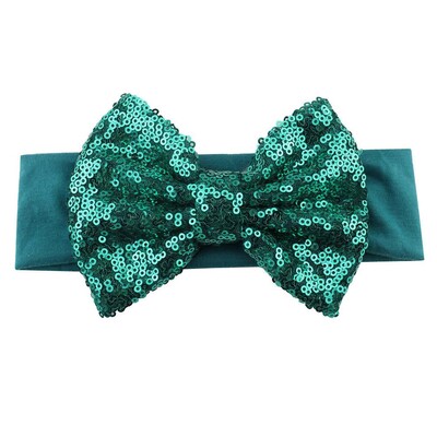 Trendy 5" veľké flitrové mašle do vlasov bavlnená čelenka veľkoobchod pevné elastické DIY dievčenské vlasové doplnky pokrývky hlavy párty detské čelenky