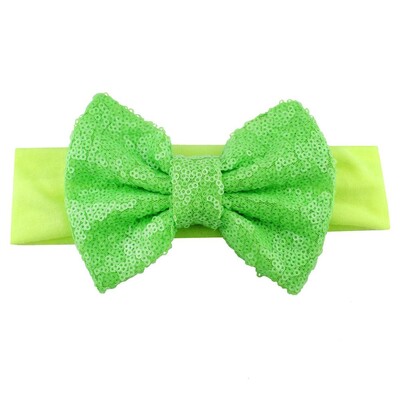 Trendy 5" veľké flitrové mašle do vlasov bavlnená čelenka veľkoobchod pevné elastické DIY dievčenské vlasové doplnky pokrývky hlavy párty detské čelenky