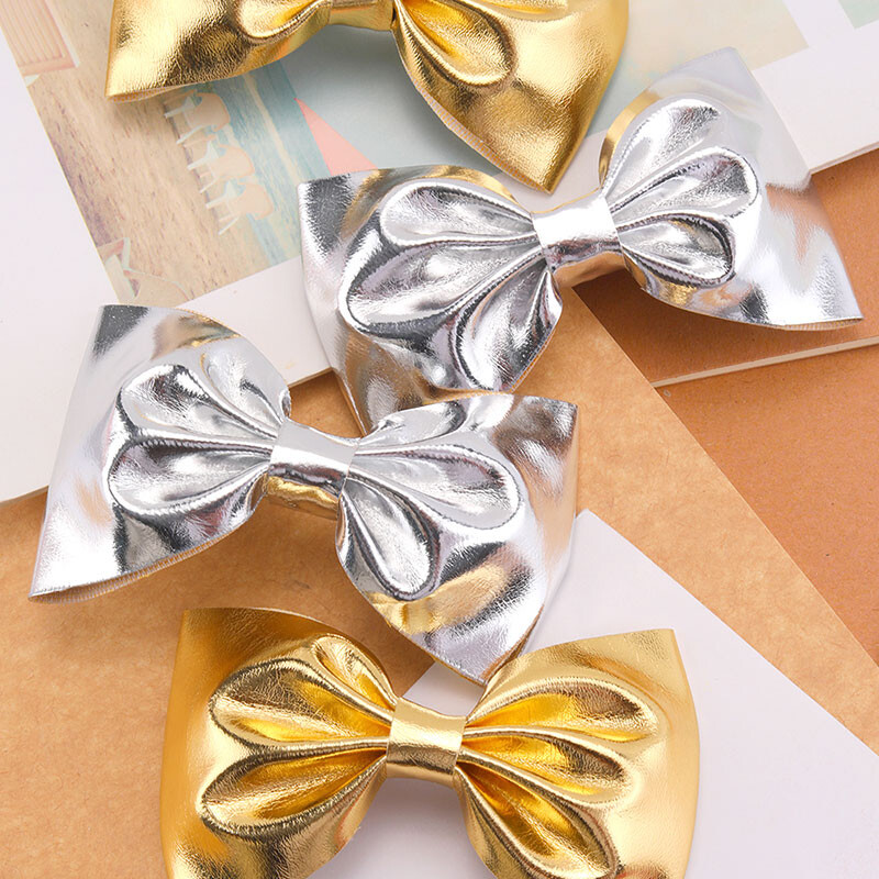 2 bucăți agrafe de păr din aur vintage, realizate manual, cu fundă din PU, agrafe de păr pentru copii, barete strălucitoare, accesorii pentru păr pentru copii